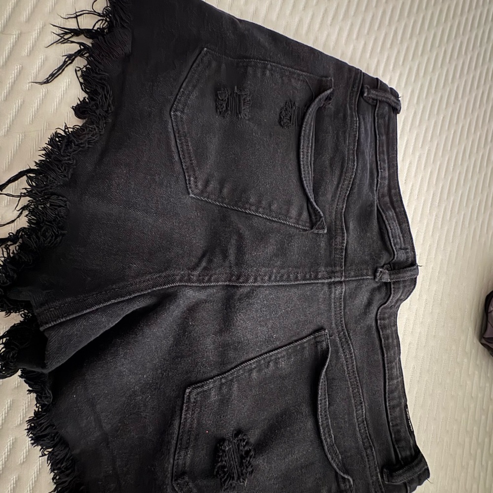 Black Distressed Denim shorts
